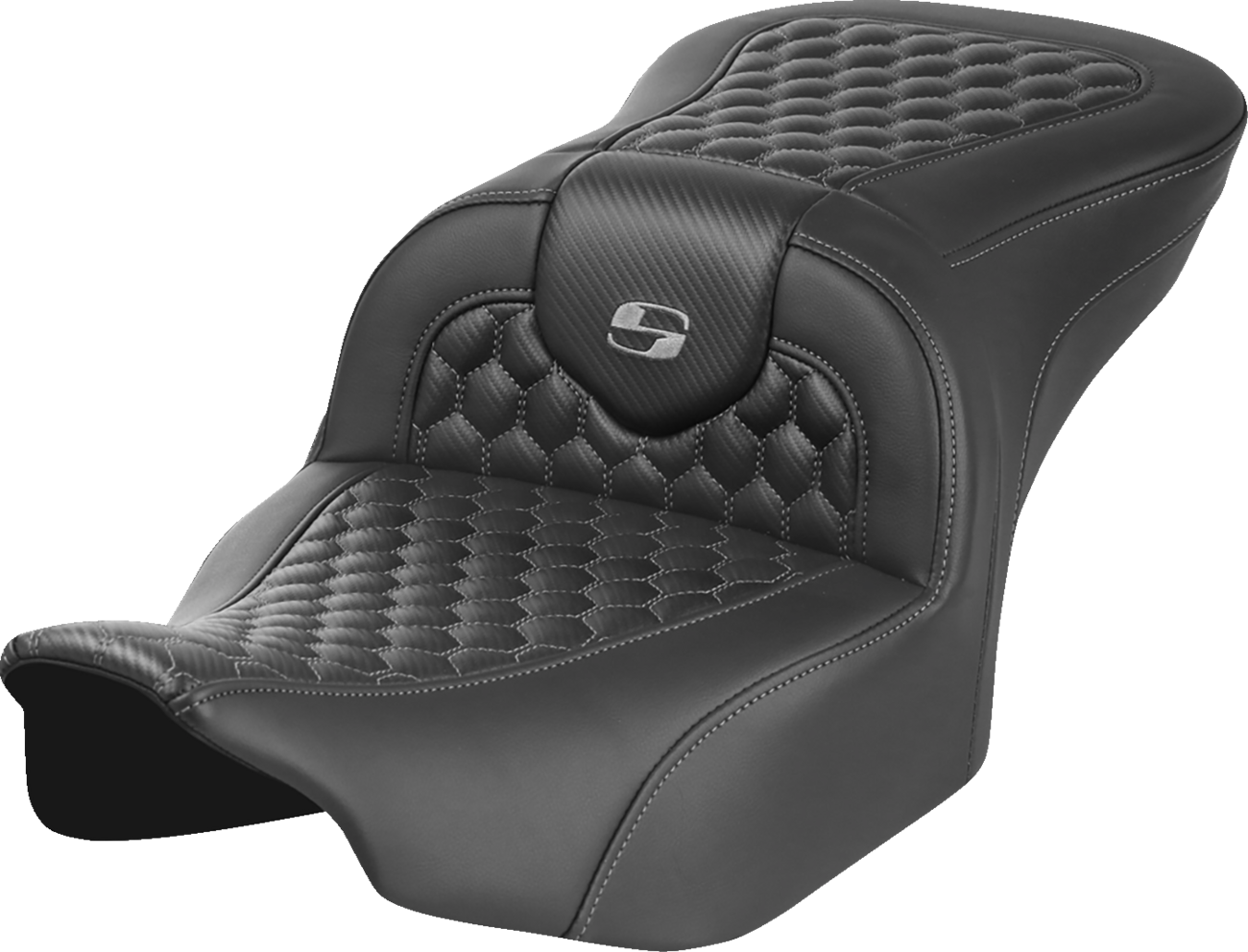 SADDLEMEN Roadsofa™ Seat - without Backrest - Honeycomb - Gray Stitch - FLTR/FLHX '23-'24 823-07-18902