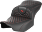 SADDLEMEN Roadsofa™ Seat - without Backrest - Honeycomb - Red Stitch - FLTR/FLHX '23-'24 823-07-18904