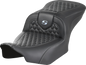 SADDLEMEN Roadsofa™ Seat - without Backrest - Honeycomb - Silver Stitch - FLTR/FLHX '23-'24 823-07-18905