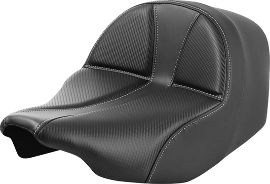 SADDLEMEN Dominator Solo Seat - Carbon Fiber w/ Silver Stitch - FLT/FLH '23-'24 823-07-0042