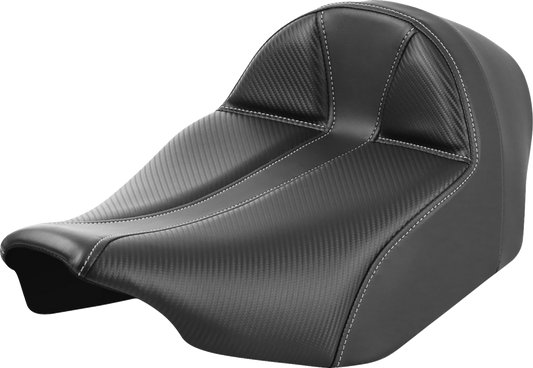 SADDLEMEN Dominator Solo Seat - Carbon Fiber w/ Silver Stitch - Extended Reach - FLT/FLH '23-'24 823-07E-0042
