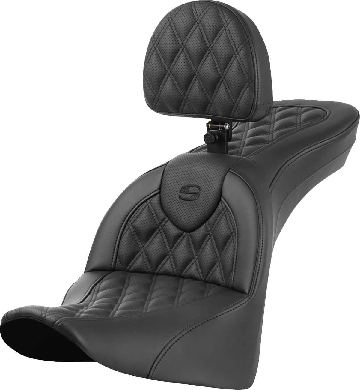 SADDLEMEN Roadsofa™ Seat - with Backrest - Lattice Stitch - FL '18-'24 818-33-182BR