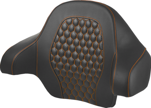 SADDLEMEN Tour Pack Backrest Pad - Honeycomb - Orange Stitching - FL '14-'24 814-07-19003