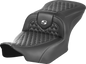 SADDLEMEN Roadsofa™ Seat - without Backrest - Honeycomb - White Stitch - FLTR/FLHX '23-'24 823-07-18906