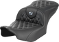 SADDLEMEN RoadSofa™ Carbon Fiber Seat - w/o Backrest - Lattice Stitch - Silver Stitch - FL/FX '23-'24 823-07-20605