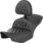 SADDLEMEN RoadSofa™ Seat - with Backrest - Carbon Fiber - Lattice Stitch - FLTR/FLHX '23-'24 823-07-206B0