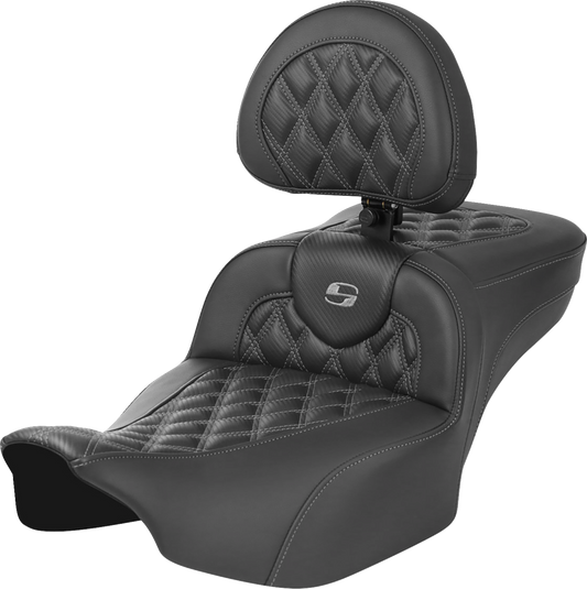 SADDLEMEN Roadsofa™ Extended Reach Seat - without Backrest - Lattice Stitch - Gray Stitch - FLTR/FLHX '23-'24 823-07-207B2