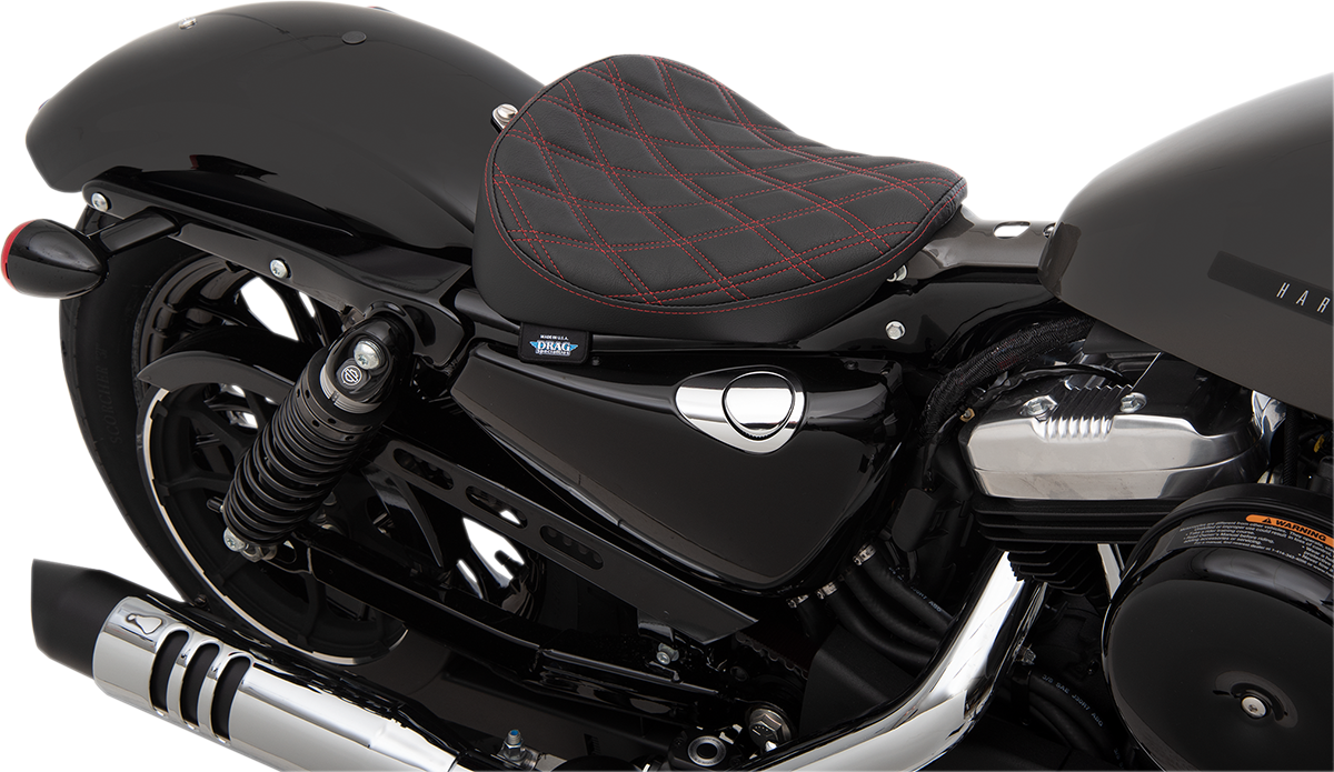 DRAG SPECIALTIES SEATS Bobber Solo Seat - Double Diamond - Red Stitch - Sportster '10-'22 0804-0741