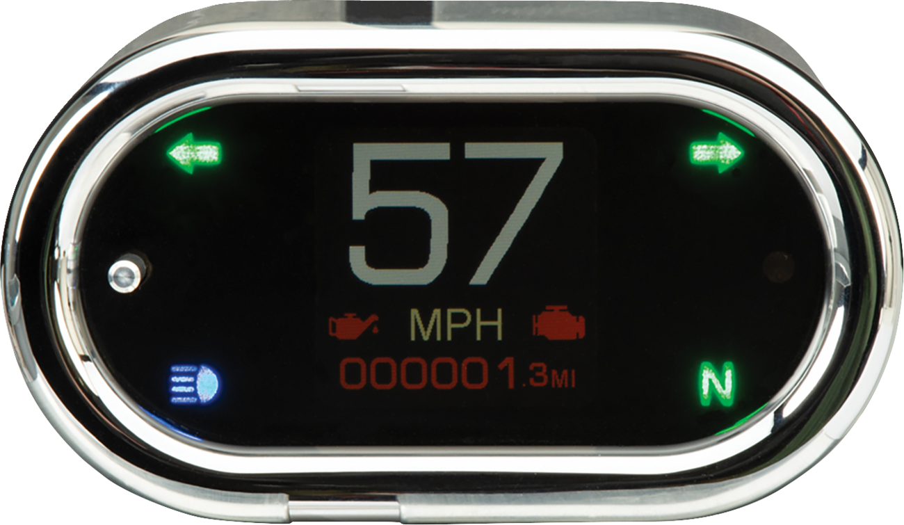 DAKOTA DIGITAL Handle Bar Mount Speedometer - With Signals - Oval - Chrome MLX-5400