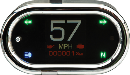 DAKOTA DIGITAL Handle Bar Mount Speedometer - With Signals - Oval - Chrome MLX-5400