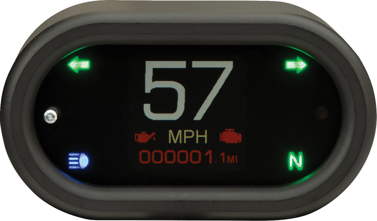 DAKOTA DIGITAL Handle Bar Mount Speedometer - With Signals - Oval - Black MLX-5400-K