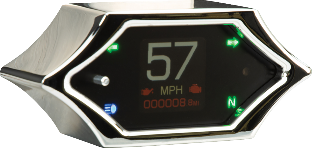 DAKOTA DIGITAL Handle Bar Mount Speedometer - With Signals - Spiked - Chrome MLX-5200