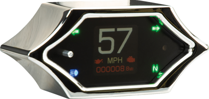 DAKOTA DIGITAL Handle Bar Mount Speedometer - With Signals - Spiked - Chrome MLX-5200