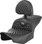 SADDLEMEN Roadsofa™ Seat - with Backrest - Honeycomb - Silver Stitch - FLTR/FLHX '23-'24 823-07-189B5