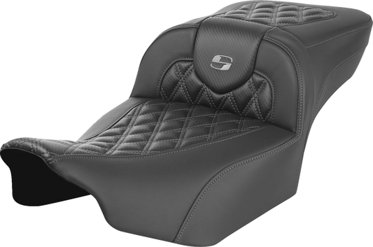SADDLEMEN Roadsofa™ Extended Reach Seat - without Backrest - Lattice Stitch - Dark Gray Stitch - FL/FX '23-'24 823-07-20702