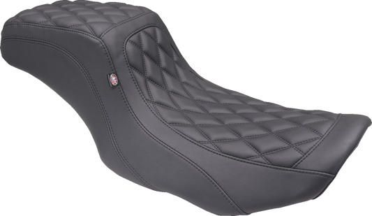 MUSTANG One Piece 2-Up Squareback Seat - Double Diamond - Black Stitch - FLH/FLT '23-'25 88415