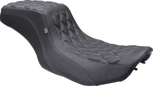 MUSTANG One Piece 2-Up Squareback Seat - Double Diamond - Gunmetal Stitch - FLH/FLT '23-'25 88415GM