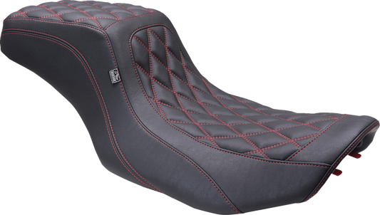 MUSTANG One Piece 2-Up Squareback Seat - Double Diamond - Black Cherry Stitch - FLH/FLT '23-'25 88415DC
