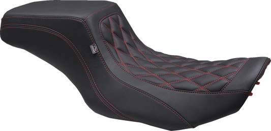 MUSTANG One Piece 2-Up Squareback Seat - Double Diamond - Black Cherry Stitch - FLH/FLT '23-'25 88416DC