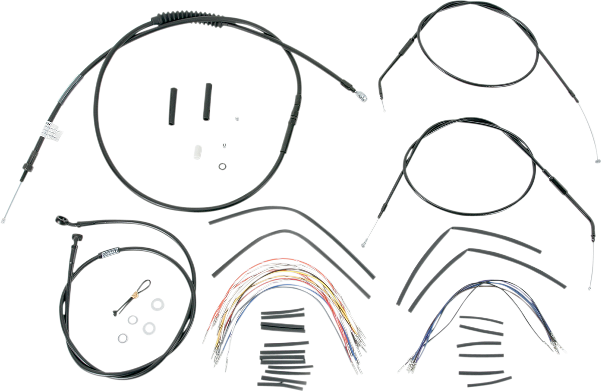 BURLY BRAND Complete Black Vinyl Handlebar Cable/Line Kit for Ape Hangers - 14" - '96-'03 Sportster B30-1000
