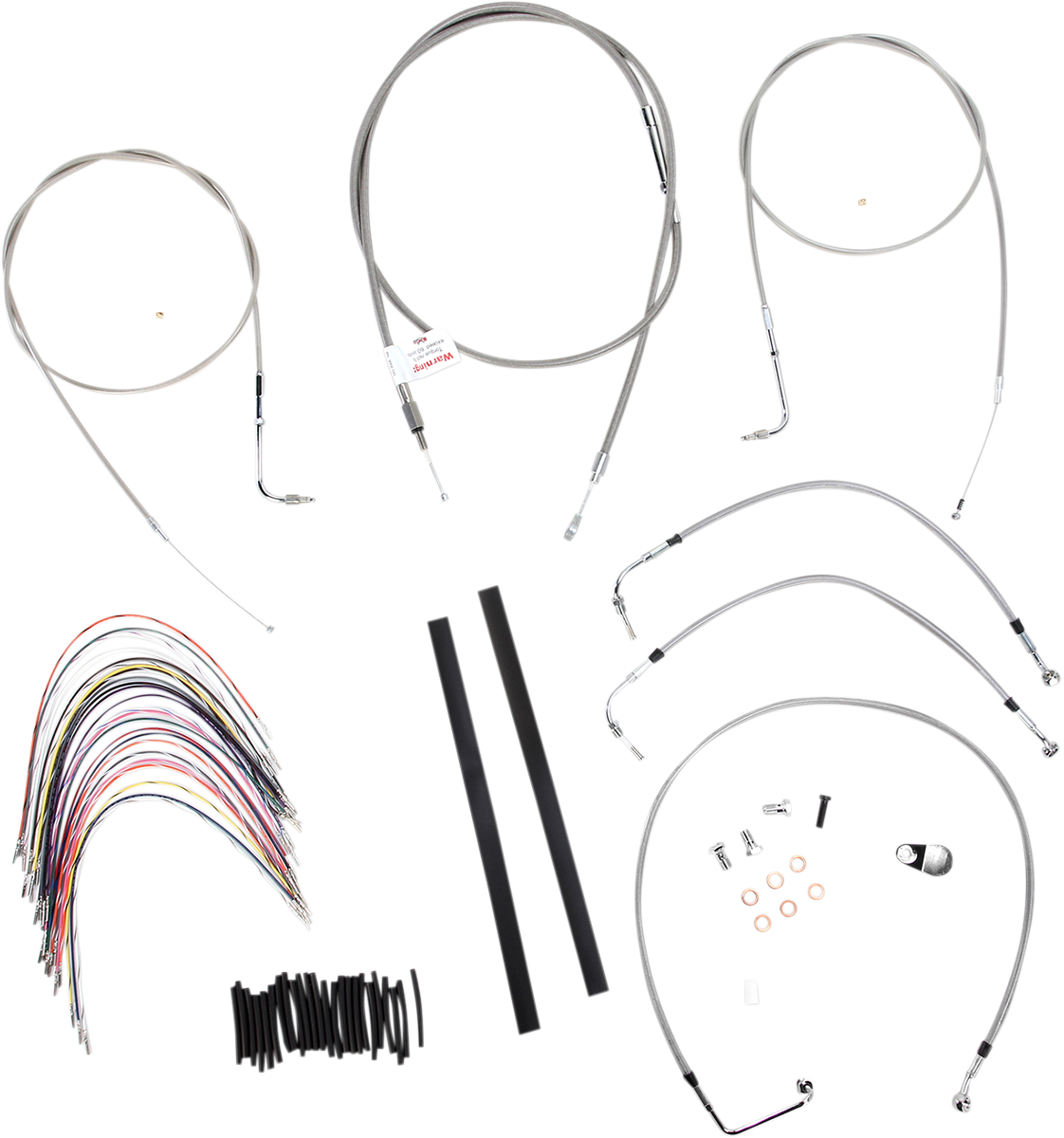 BURLY BRAND Complete Stainless Braided Handlebar Cable/Brake Line Kit - 16" Ape Hangers - '97-'99 Touring B30-1077