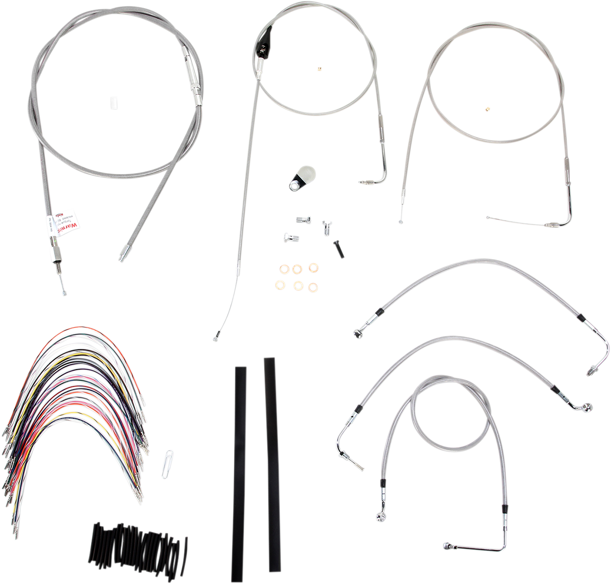 BURLY BRAND Complete Stainless Braided Handlebar Cable/Brake Line Kit - 16" Ape Hangers - '00-'06 Touring B30-1083