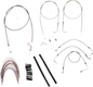 BURLY BRAND Complete Stainless Braided Handlebar Cable/Brake Line Kit - 16" Ape Hangers - '07 Touring B30-1086
