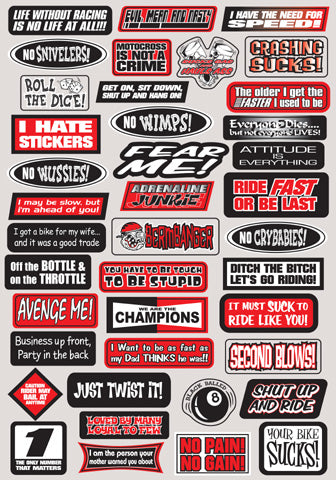 Factory Effex FX 2015 Sponsor and Logo Sticker Sheet Kit with Fun Phrases