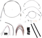 BURLY BRAND Complete Stainless Braided Handlebar Cable/Brake Line Kit - 16" Ape Hangers - '08-'13 Touring B30-1092