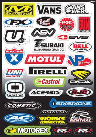 Factory Effex FX 2015 Sponsor and Logo Sticker Sheets Kit C (Part #10-68004)