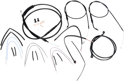 BURLY BRAND Complete Black Vinyl Handlebar Cable/Line Kit for Ape Hangers - 14" - '12-'17 Dyna B30-1068