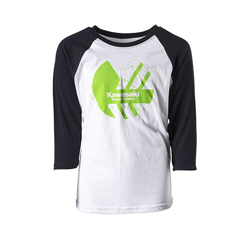 Factory Effex Kawasaki Cased YTH Baseball Shirt in Black and White – Extra Large