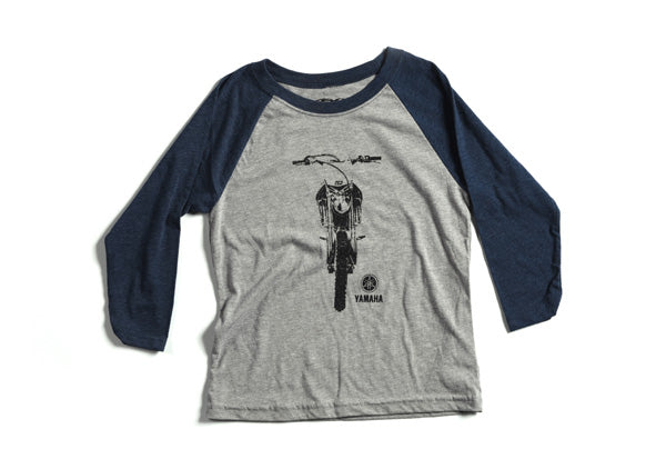 Factory Effex FX Yamaha Bike Youth Baseball Shirt Navy Heather Gray (Medium)