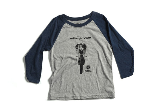 Factory Effex FX Yamaha Bike Youth Baseball Shirt Navy Heather Gray (Medium)