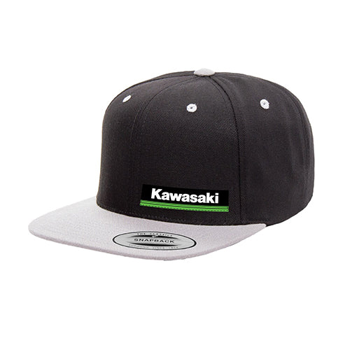 Factory Effex Kawasaki Wedge Snapback Hat in Black and Gray - One Size Fits Most