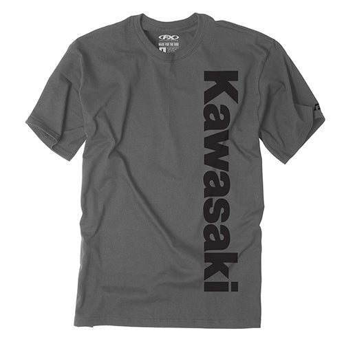 Factory Effex Kawasaki Vertical T-Shirt in Charcoal (Large) - Comfortable Men's Apparel