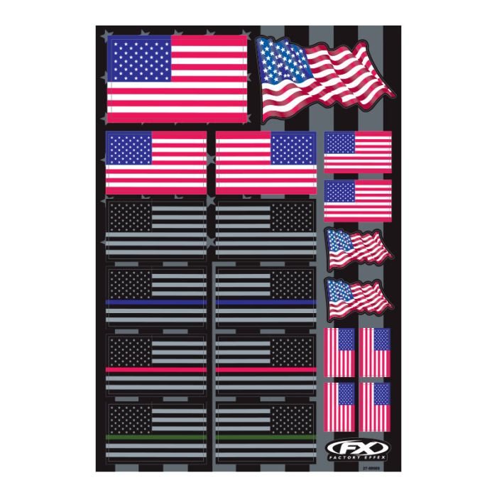 Factory Effex USA Flags Sticker Sheet Part #27-68000