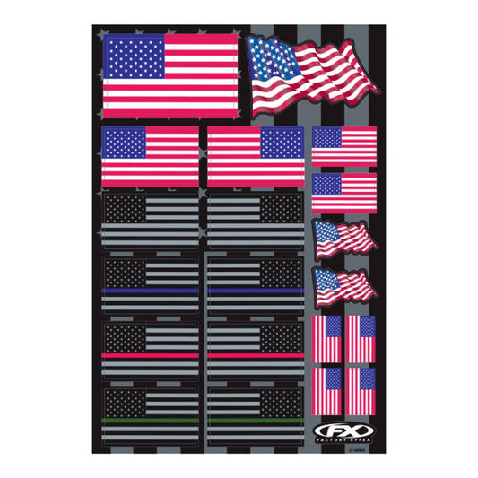 Factory Effex USA Flags Sticker Sheet Part #27-68000