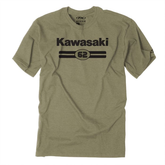 Factory Effex Kawasaki Sixty Two T-Shirt in Heather Olive (Large)