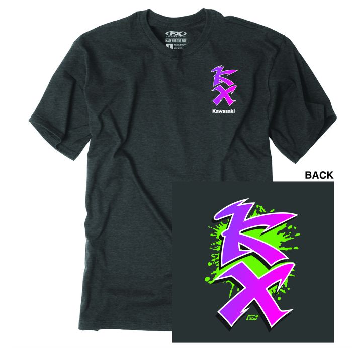 Factory Effex Kawasaki Retro KX T-Shirt in Charcoal Size Large