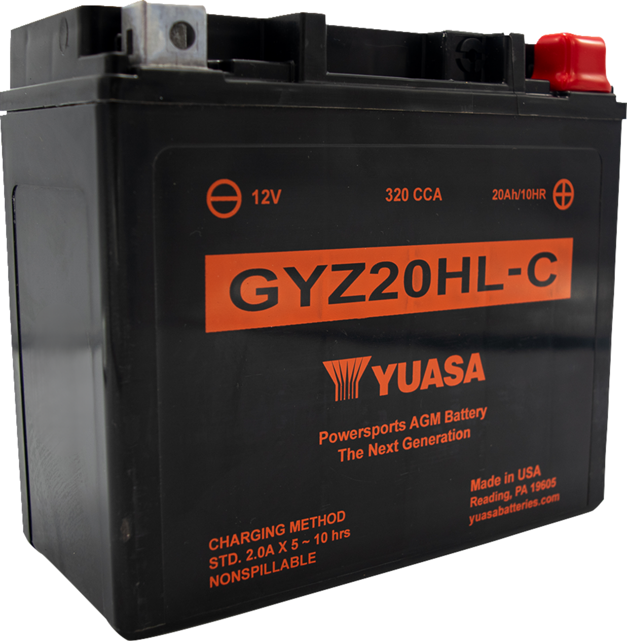 YUASA GYZ20HL-C AGM Battery with Factory Activated Design - Model YUAM720GHC
