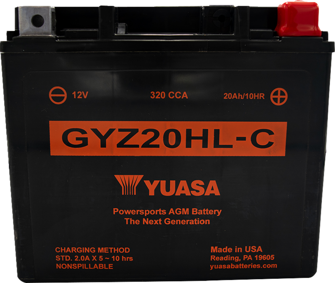YUASA GYZ20HL-C AGM Battery with Factory Activated Design - Model YUAM720GHC