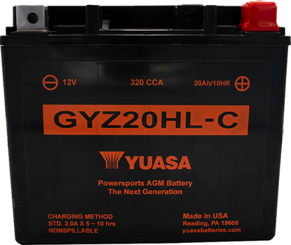 YUASA GYZ20HL-C AGM Battery with Factory Activated Design - Model YUAM720GHC