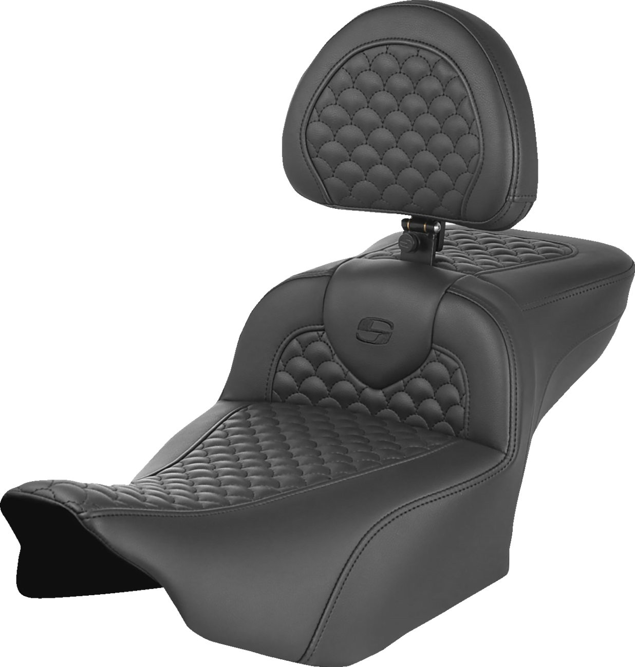 SADDLEMEN Roadsofa™ Seat - Dragon Scale Stitch - w/ Backrest - Extended Reach - FLTR/FLHX '23-'25 823-07-209B0