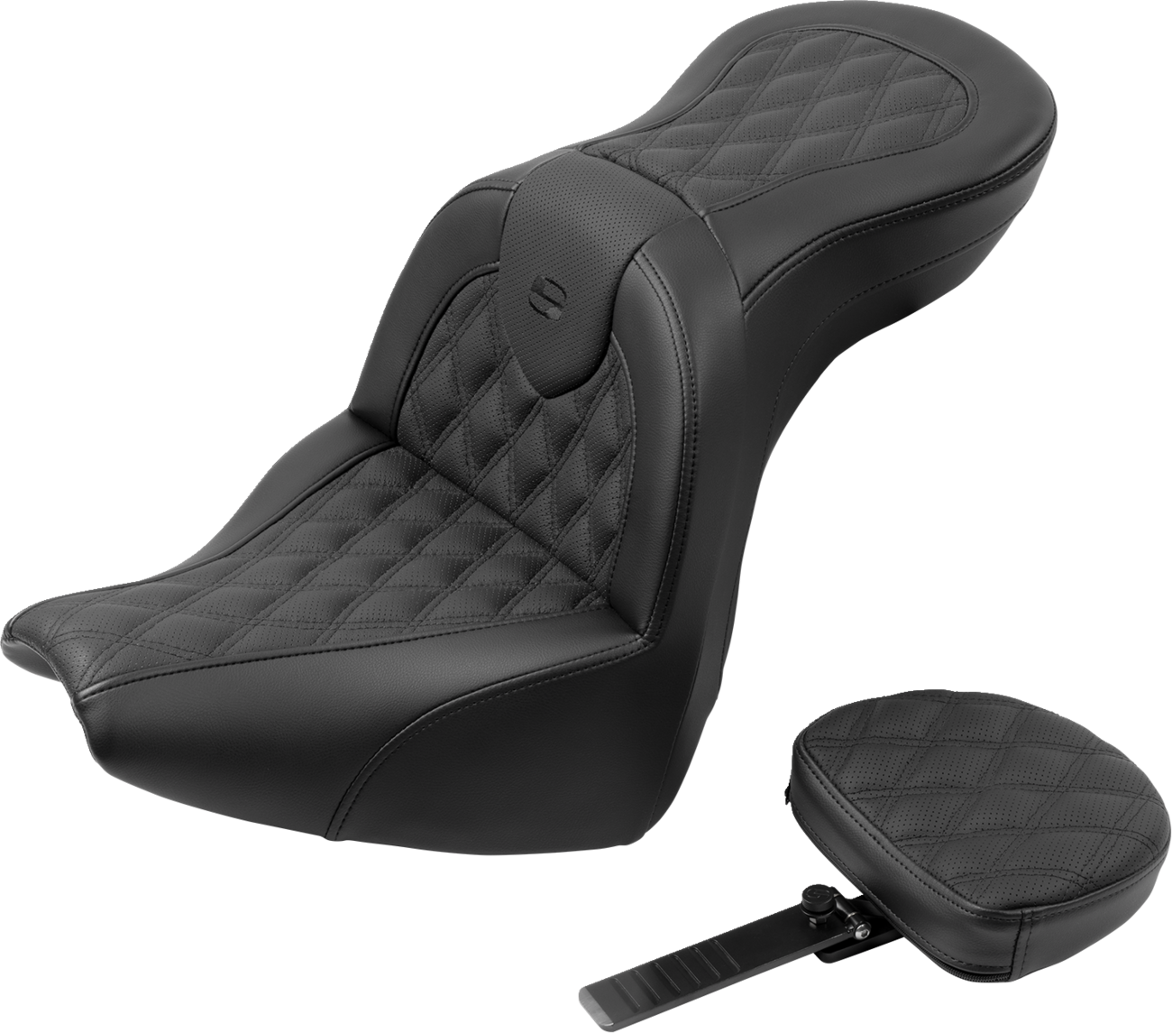 SADDLEMEN Roadsofa™ Seat - with Backrest - Lattice Stitch - FXBR/S '18-'20 818-31-182BR