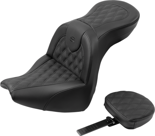 SADDLEMEN Roadsofa™ Seat - with Backrest - Lattice Stitch - FXBR/S '18-'20 818-31-182BR