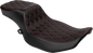 DRAG SPECIALTIES SEATS Performance Predator 2-Up Seat - Extended Reach - Vinyl - Red Double Diamond Stitch 4691D
