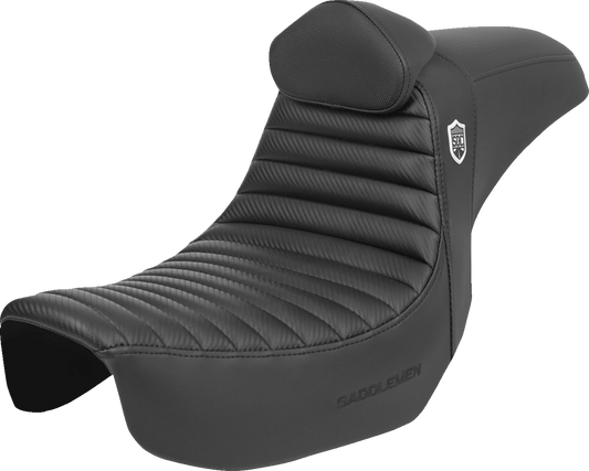 SADDLEMEN Pro Series SDC Performance Seat - w/ Backrest - Tuck-n-Roll/Carbon Fiber - Gripper - Dyna '06-'17 SC80604TB