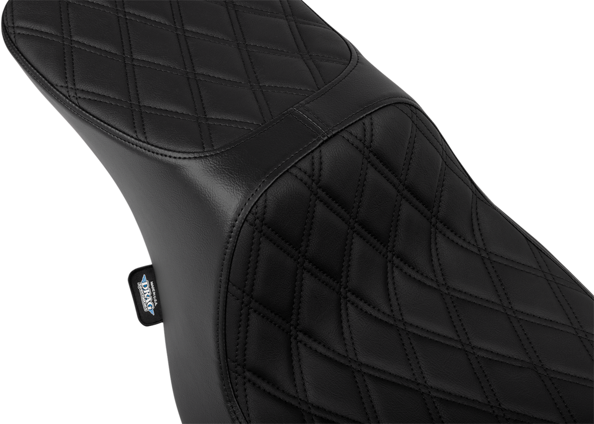 DRAG SPECIALTIES SEATS Predator 2-Up Seat - Vinyl - Double Diamond Black Stitch - w/o Backrest - FLTR/FLHX '23-'24 4692B