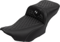 SADDLEMEN Roadsofa™ Extended Reach Seat - with Backrest - Honeycomb - Silver Stitch - FLTR/FLHX '23-'24 823-07-190B5